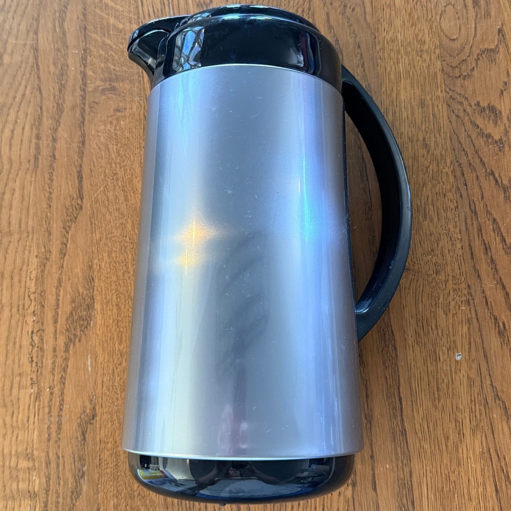 Kamenstein Thermal Coffee Carafe Insulated Pitcher Silver Black 10.5in Vintage